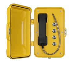 IP66 weatherproof yellow push to call industrial vandal proof emergency telephone with 4 call buttons and door