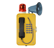 analogue, SIP or 3G industria; Broadcasting Telephone with Keypad and 9 memory autocall flashing Beacon and Horn