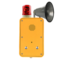 IP66 weatherproof industrial broadcasting telephone with 2 hands-free call buttons, beacon and horn
