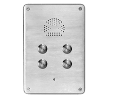 4 button master on wall mounted intercom for emergency, industrial and public application. VoIP, SIP or Analogue or 3G