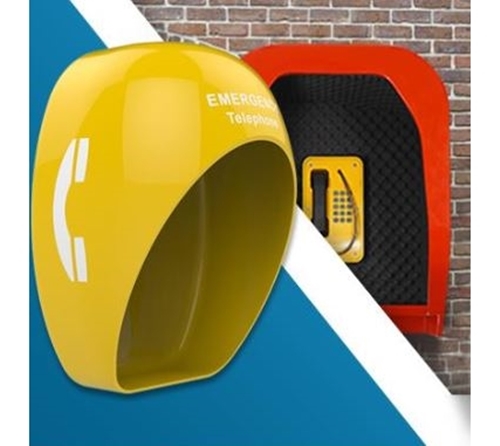 acoustic industrial noise cancelling telephone hoods, booth and kiosks