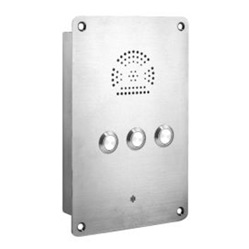 Heavy Duty Flush Mounted Intercom - stainless-steel IP65 Watertight with three auto dialling buttons