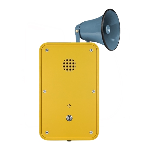Robust Industrial PTC IP66 weatherproof broadcasting speakerphone with horn sounder and 1 call buttons