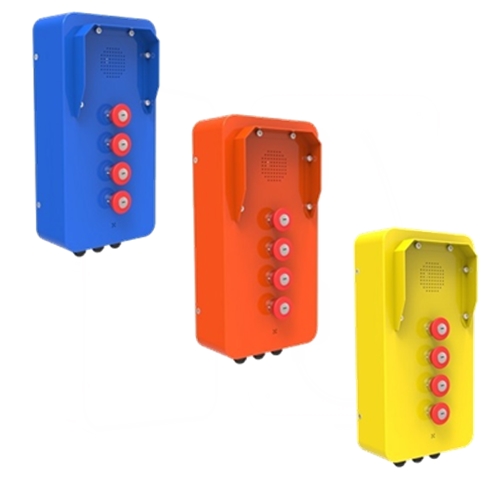 Hi-visability non-corrosive, waterproof ship intercom and call point IP66 with 4 autodial buttons