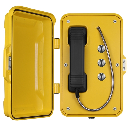 Robust Industrial PTC IP66 weatherproof emergency telephone hotline tunnelphone with 3 call buttons and door