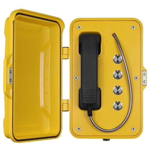 Robust Industrial IP66 watertight emergency telephone hotline tunnelphone with 4 call buttons and door enclosure