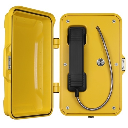 Weatherproof industrial telephone with 1 call button