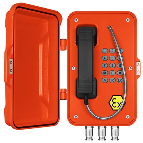 Robust Industrial IP66 weatherproof ATEX industrial service telephone with door