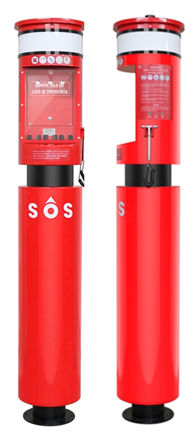 non-corrisive sea, port and harbour weatherproof emergency SOS telephone tower with lifebuoy and LED flashing beacon